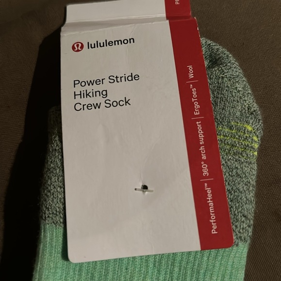 Lululemon Power Stride Hiking Crew Sock - NWT - Wild Mint / Highlight Yellow - Picture 5 of 5